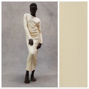 NWT. Zara Yellow Draped Knit Midi Dress. Size S, M.